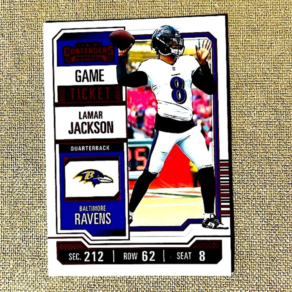 Lamar Jackson 2023 Panini Contenders Red Foil Baltimore Ravens NFL Football Card